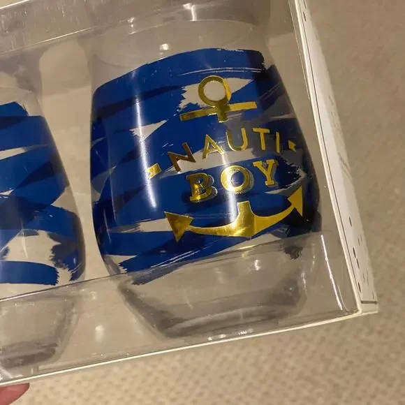 Wine Drink Glasses Set - Nauti Girl & Nauti Boy, New in box - Picture 4 of 6